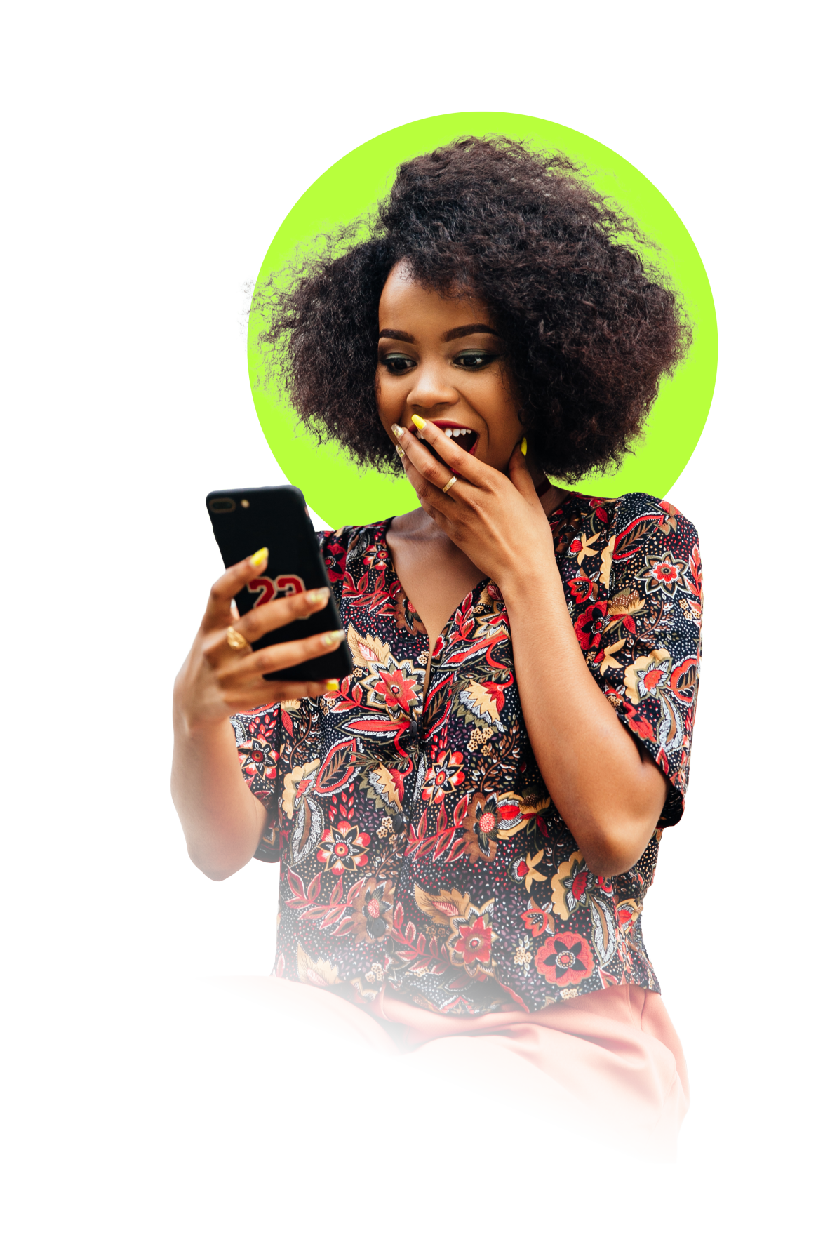 Delighted Bemo Capital customer checking her phone